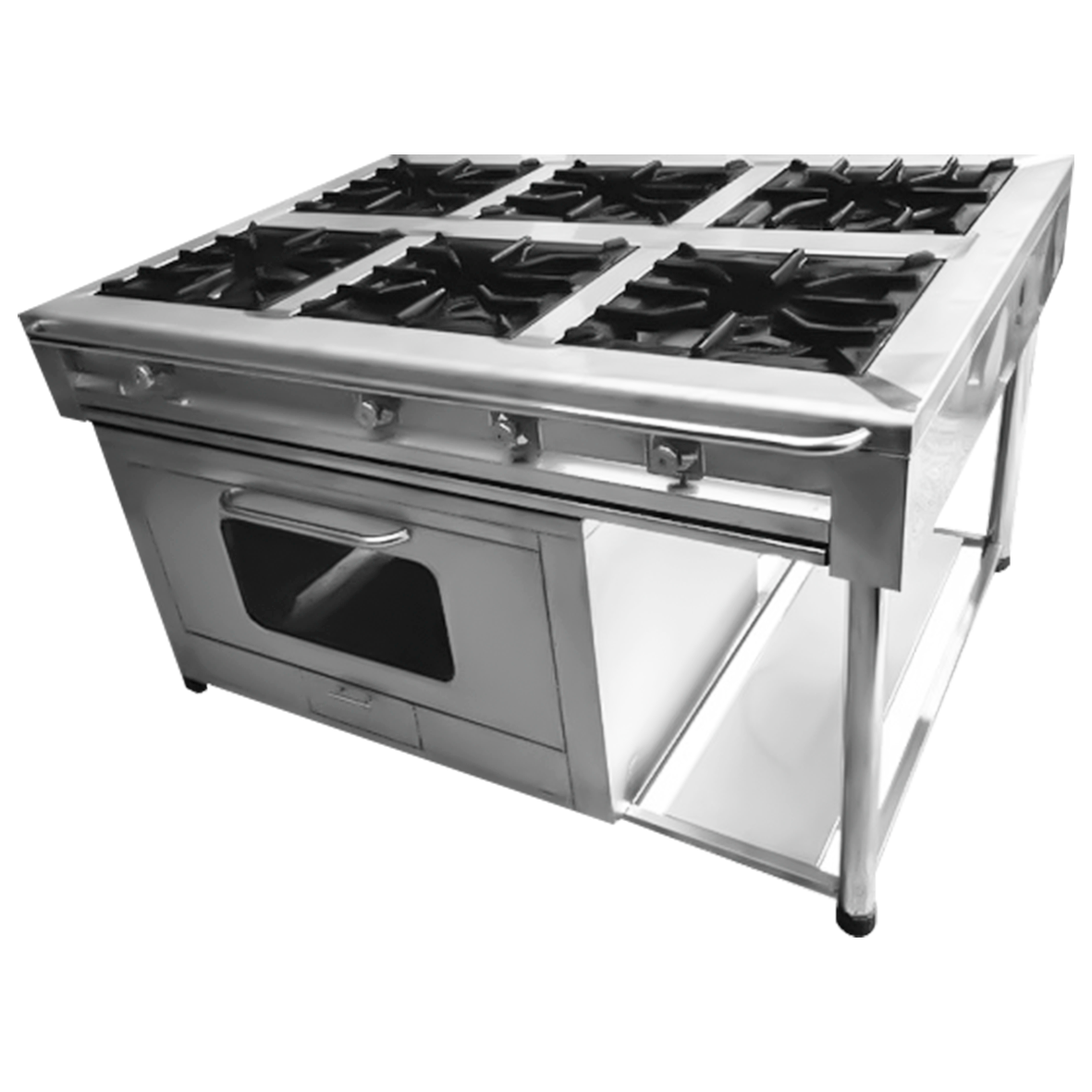 COCINA INDUSTRIAL 06 HORNILLAS CON HORNO ISLA