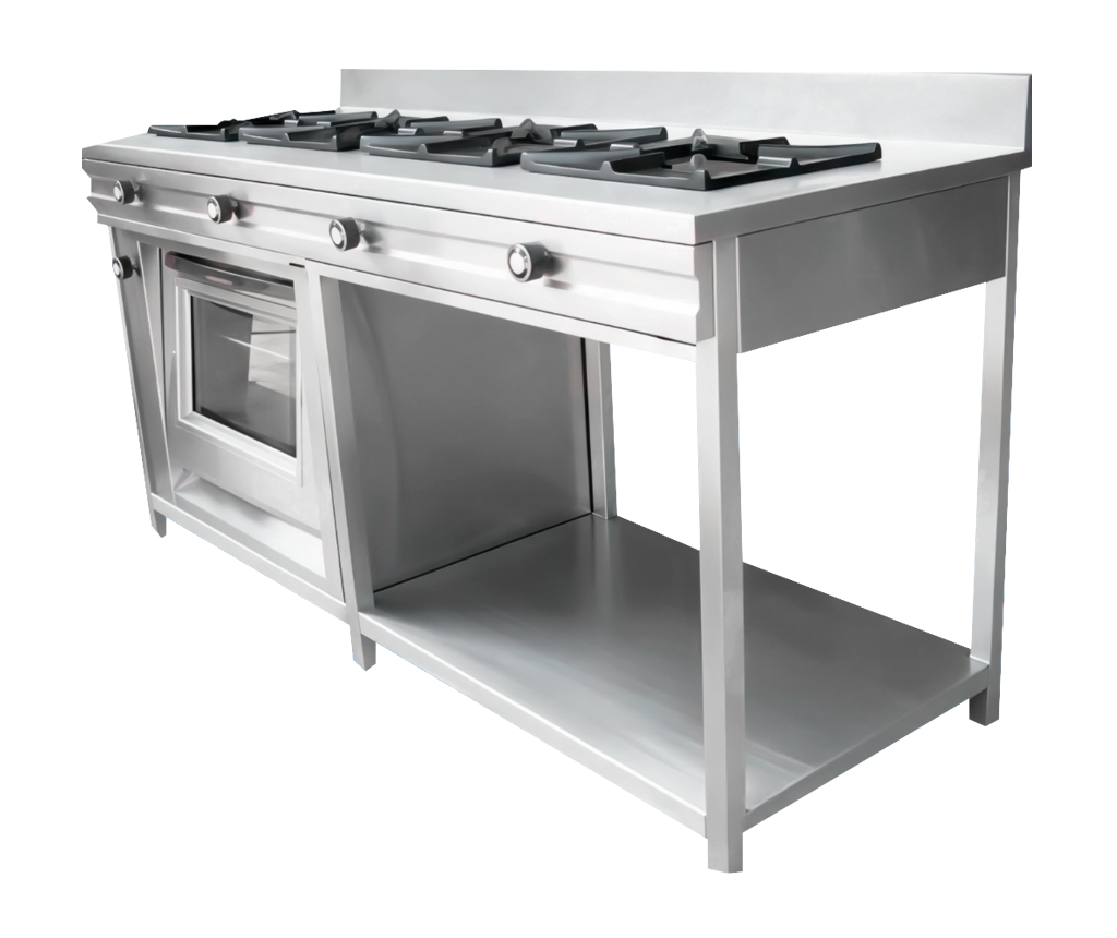 COCINA INDUSTRIAL 04 HORNILLAS CON HORNO